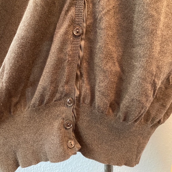 NWT ALPHA Massimo Rebecchi Brown Thin Knit Sheer Silk Back Cardigan Size 46 - Picture 3 of 12